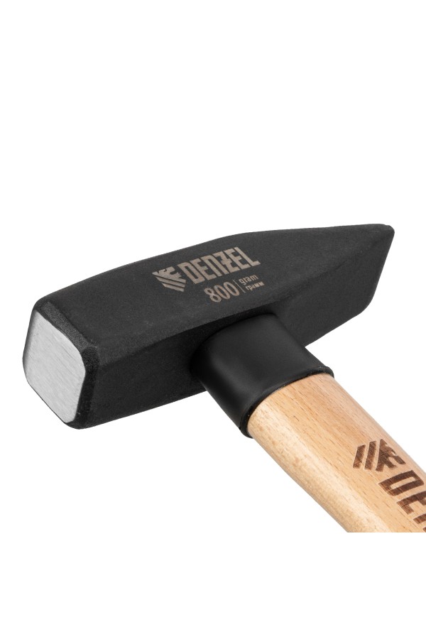 Молоток слесарный, 800 г, кованый квадратный боек, буковая рукоятка Denzel