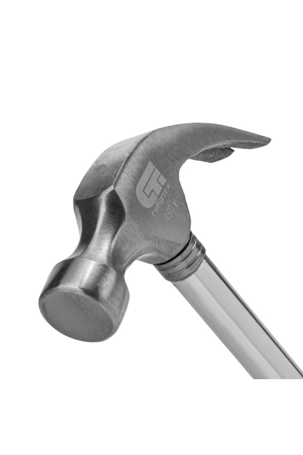 Молоток-гвоздодер, металлическая трубчатая обрезиненная рукоятка, вес 450 г, боек 27 мм Сибртех