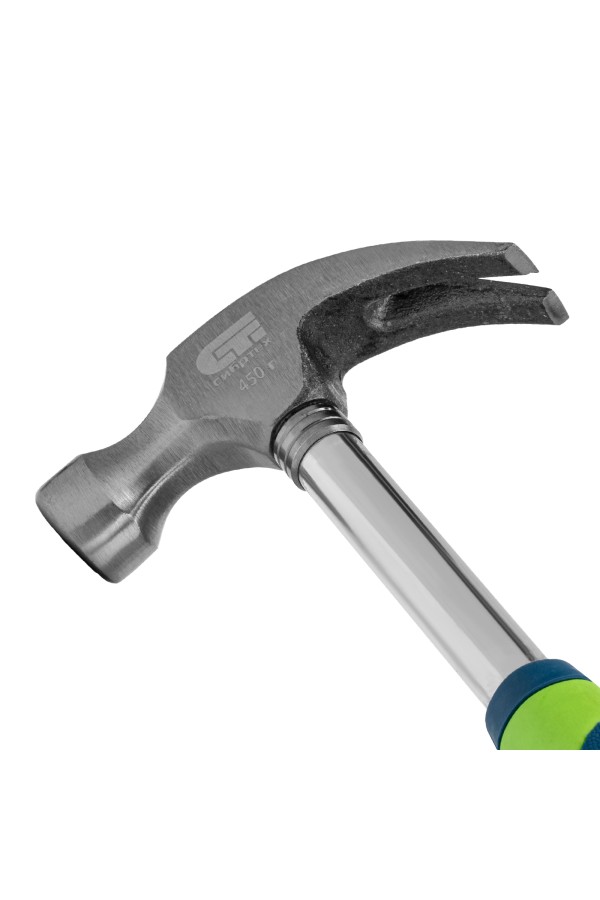 Молоток-гвоздодер, металлическая трубчатая обрезиненная рукоятка, вес 450 г, боек 27 мм Сибртех