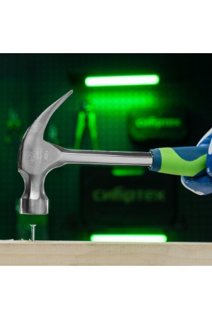 Молоток-гвоздодер, металлическая трубчатая обрезиненная рукоятка, вес 450 г, боек 27 мм Сибртех