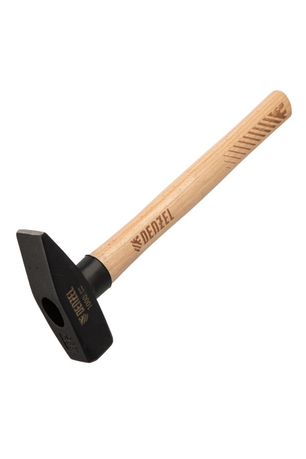 Молоток слесарный, 1000 г, кованый квадратный боек, буковая рукоятка Denzel