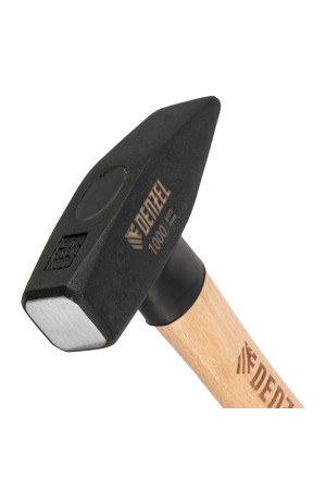 Молоток слесарный, 1000 г, кованый квадратный боек, буковая рукоятка Denzel