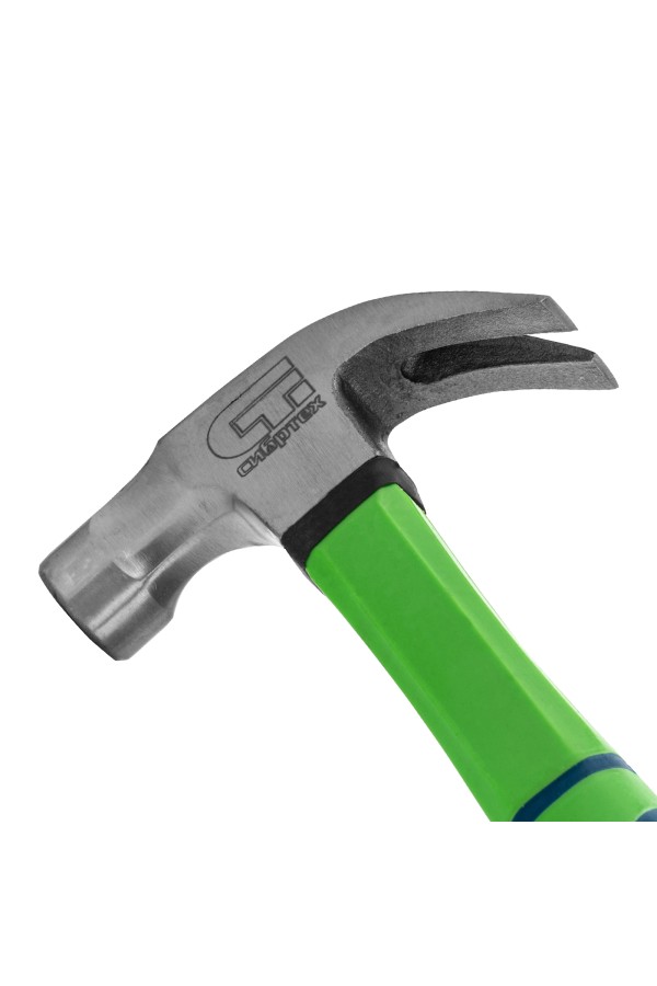 Молоток-гвоздодер, 450 г, с магнитом, фибергласовая обрезиненная рукоятка Сибртех