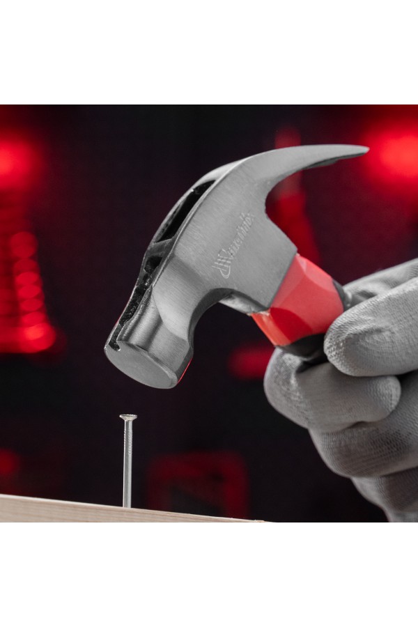 Молоток-гвоздодер мини, боек с магнитом, фибергласовая двухкомпонентная рукоятка, 250 г Matrix