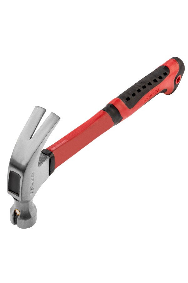 Молоток-гвоздодер, 450 г, боек c магнитом, фибергласовая обрезиненная рукоятка Matrix