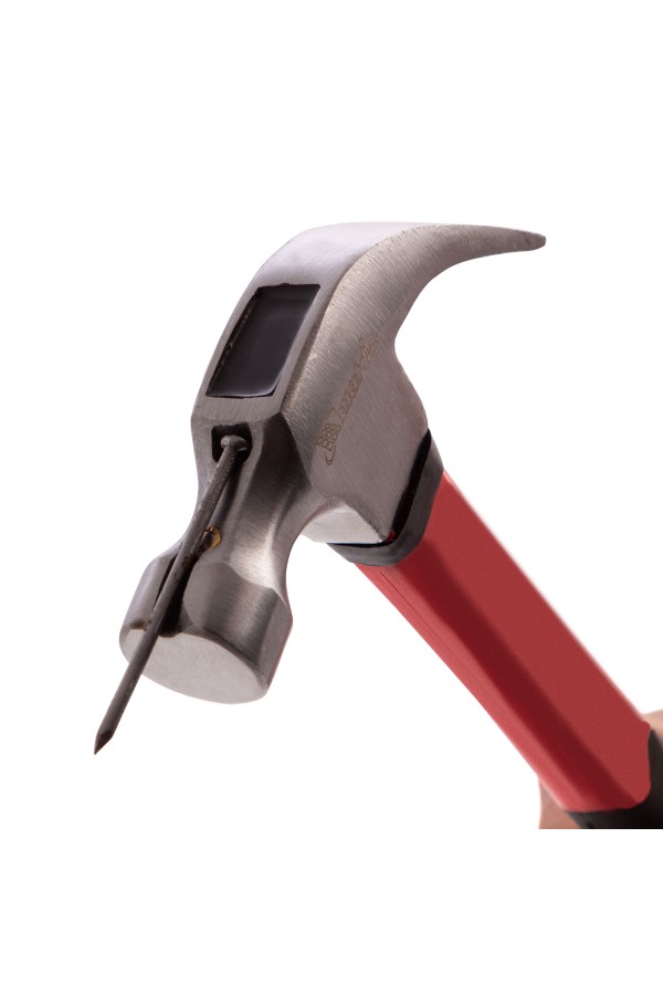 Молоток-гвоздодер, 450 г, боек c магнитом, фибергласовая обрезиненная рукоятка Matrix