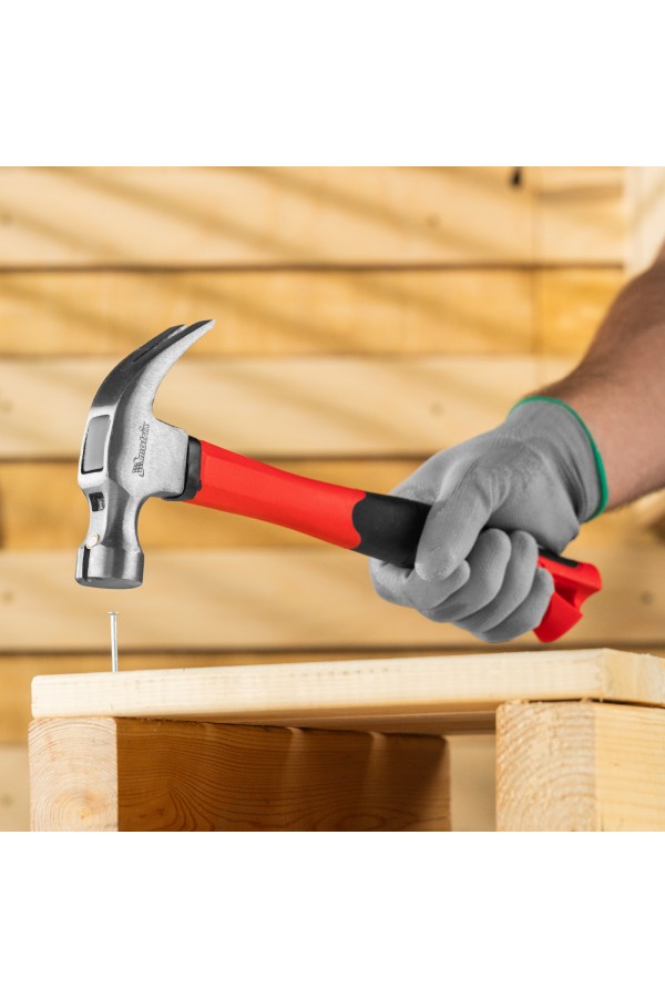 Молоток-гвоздодер optimal, 450 г, боек c магнитом, фибергласовая обрезиненная рукоятка Matrix