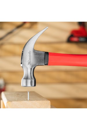 Молоток-гвоздодер optimal, 450 г, фибергласовая обрезиненная рукоятка Matrix