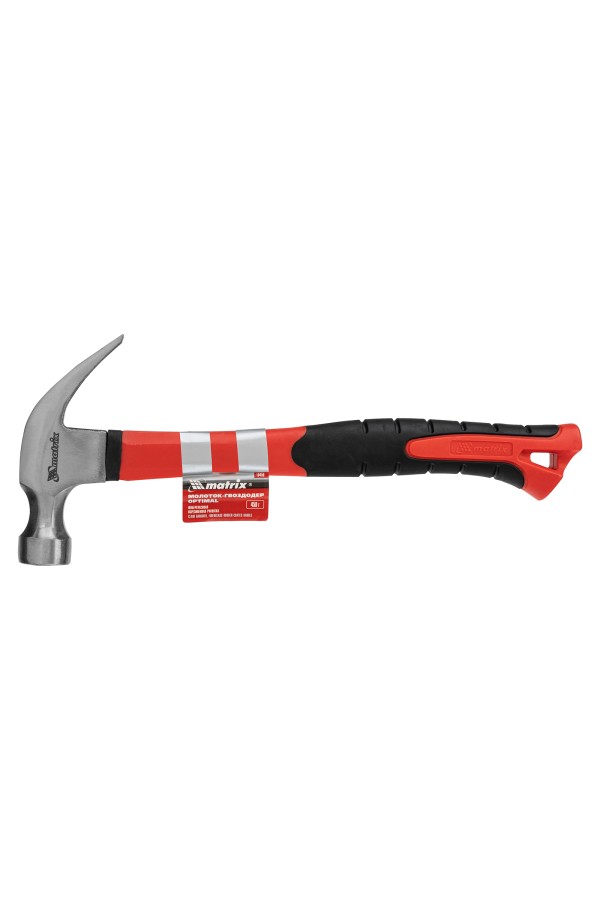 Молоток-гвоздодер optimal, 450 г, фибергласовая обрезиненная рукоятка Matrix