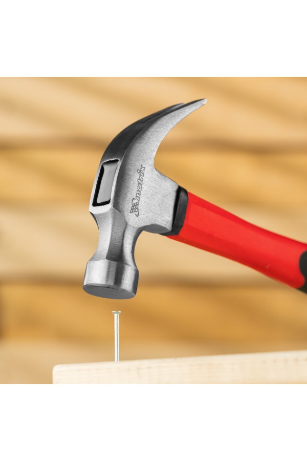 Молоток-гвоздодер optimal, 450 г, фибергласовая обрезиненная рукоятка Matrix