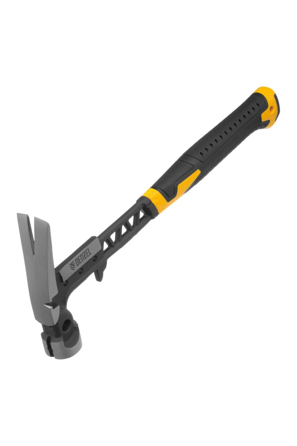 Молоток строительный 450 г, цельнокованый,боек с магнитом, двухкомп. обрезин. рук-ка Denzel