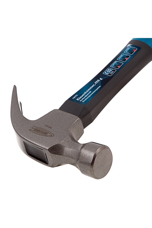 Молоток-гвоздодер, 450 г, фибергласовая трехкомпонентная рукоятка Gross