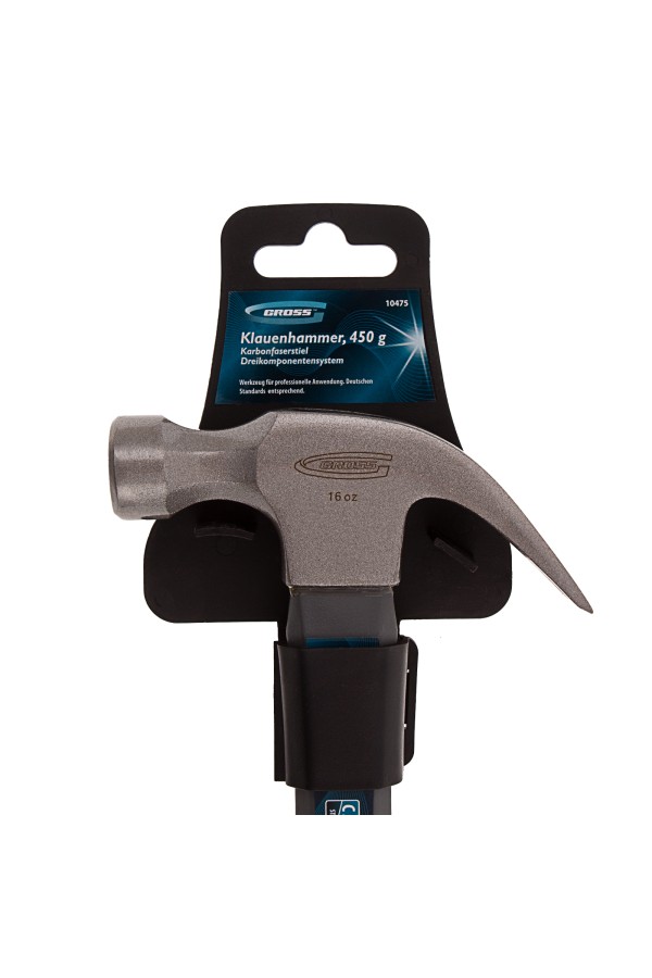 Молоток-гвоздодер, 450 г, фибергласовая трехкомпонентная рукоятка Gross