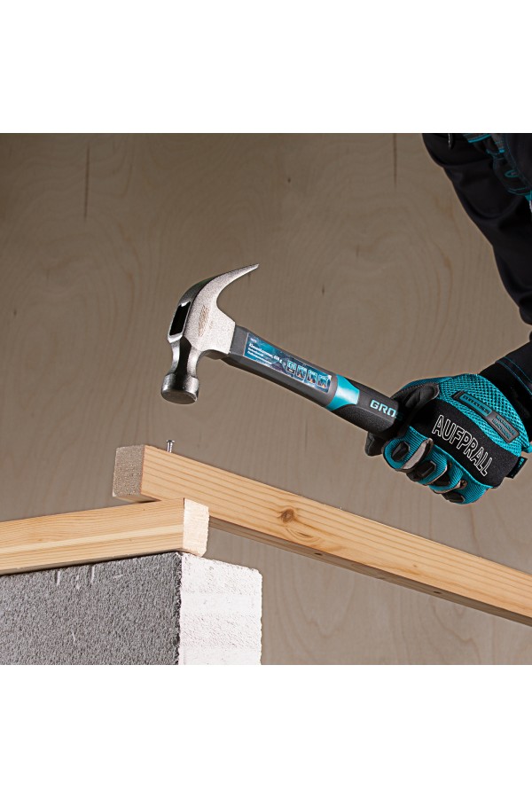 Молоток-гвоздодер, 450 г, фибергласовая трехкомпонентная рукоятка Gross