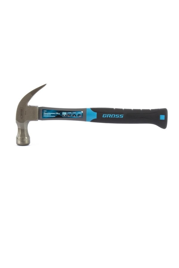 Молоток-гвоздодер, 570 г, фибергласовая трехкомпонентная рукоятка Gross