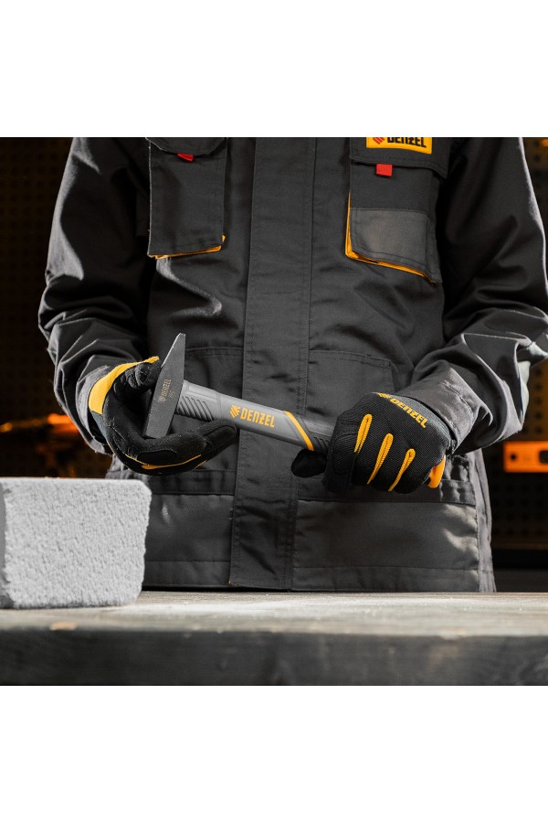 Молоток слесарный, 300 г, кованый, фибергласовая рукоятка c TPR покрытием Denzel