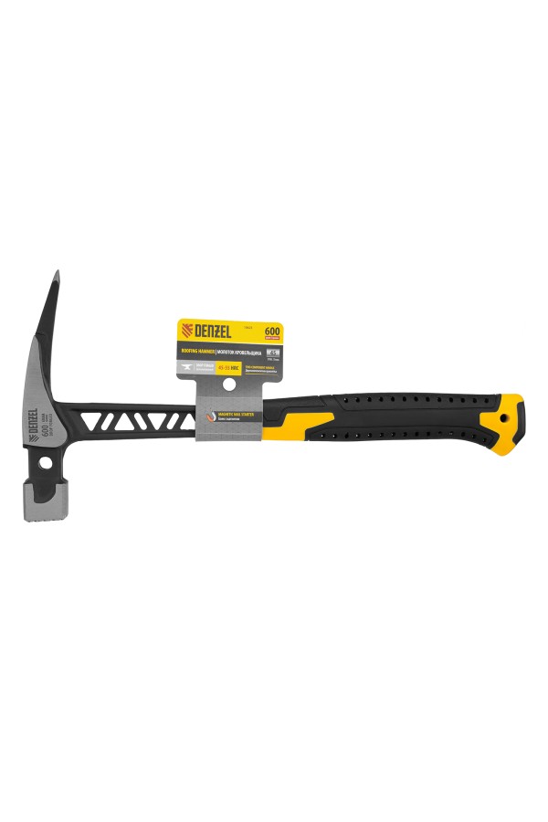 Молоток кровельщика 600 г, цельнокованый, боек с магнитом, двухкомп. обрезин. рук-ка Denzel