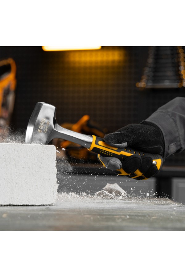 Кувалда 1 кг, цельнометаллическая, двухкомпонентная рукоятка Denzel