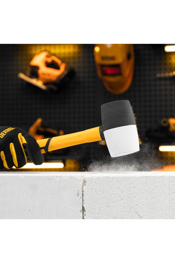 Киянка резиновая, 680 г, черно-белая, фибергласовая рукоятка c TPR покрытием Denzel