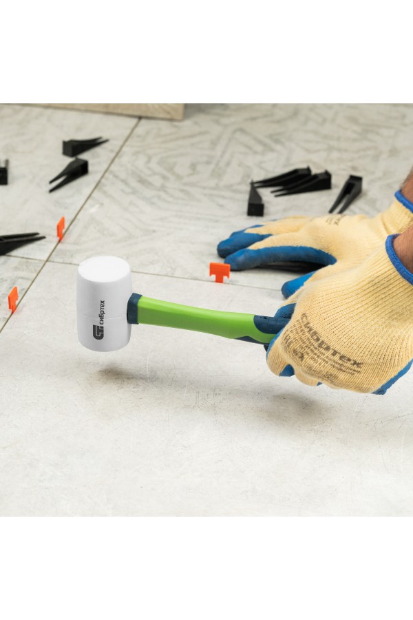 Киянка резиновая, 225 г, белая резина, фибергласовая рукоятка Сибртех