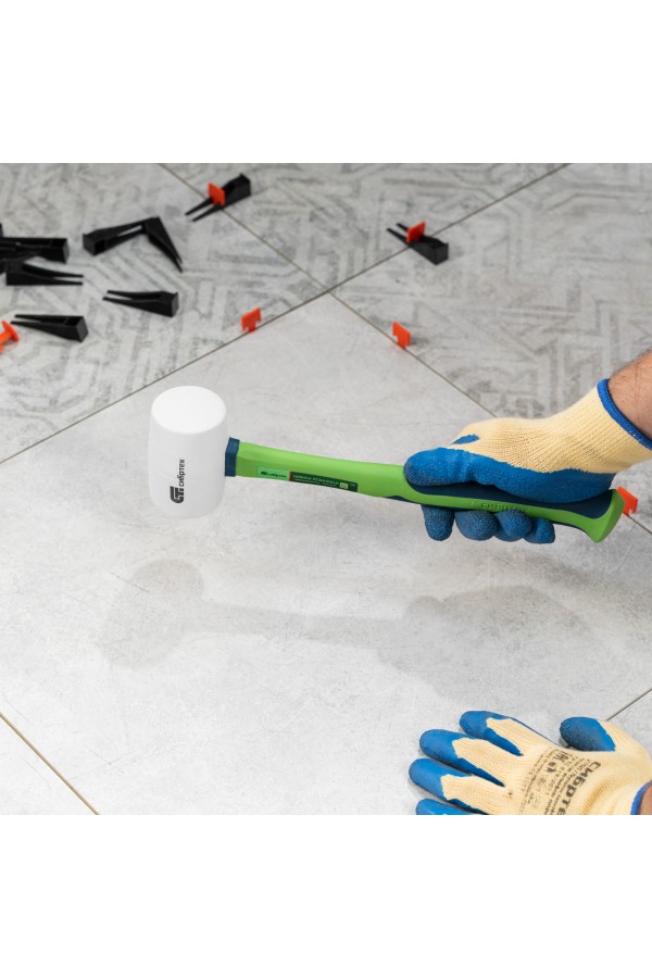 Киянка резиновая, 450 г, белая резина, фибергласовая рукоятка Сибртех