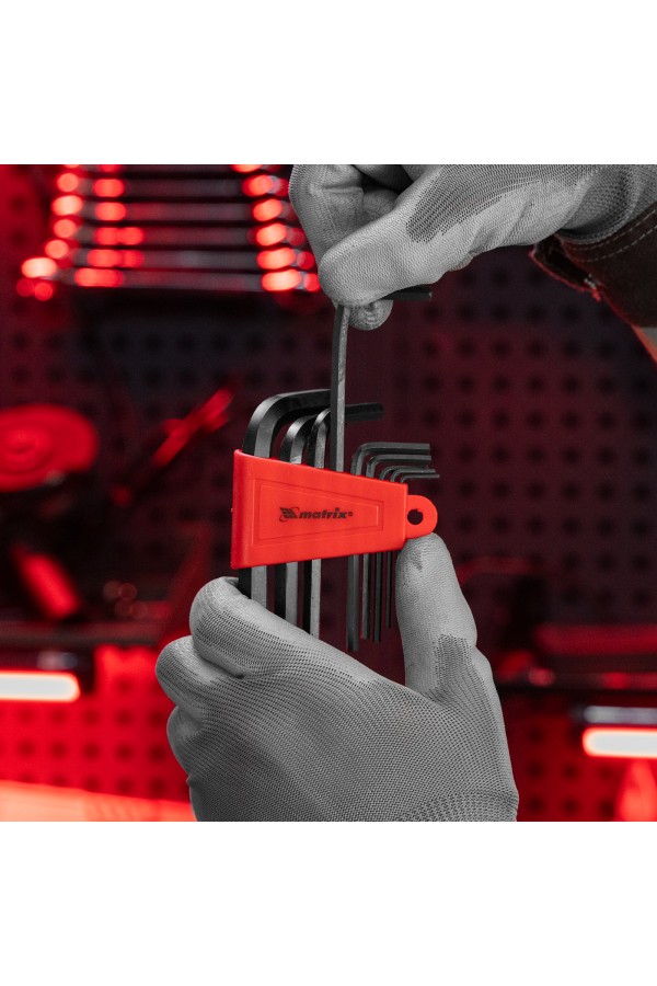 Набор ключей имбусовых HEX, 1.5-10 мм, CrV, 9 шт Matrix