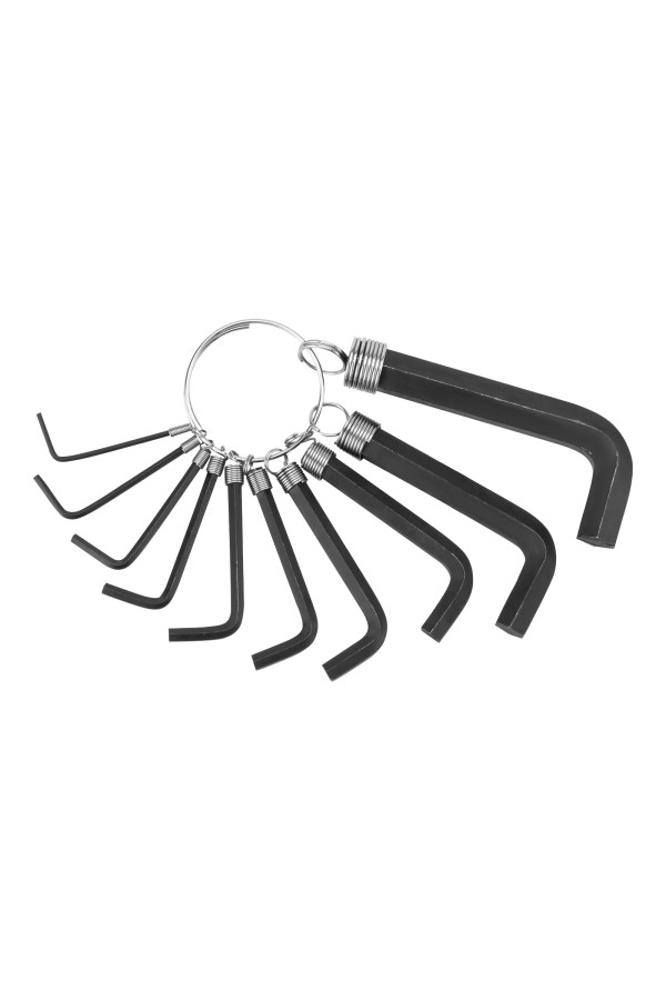 Набор ключей имбусовых HEX, 1.5-10 мм, CrV, 10 шт, оксидированные, на кольце Sparta