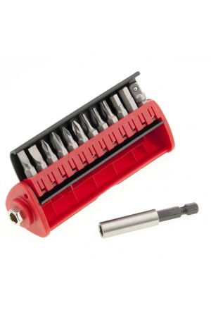 Набор бит, сталь S2, 12 шт, встроенный магнитный адаптер, пластиковый кейс Matrix