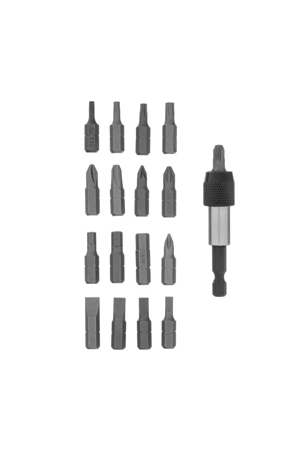 Набор бит, адаптер для бит, сталь S2, 18 предметов, пластиковый кейс Matrix
