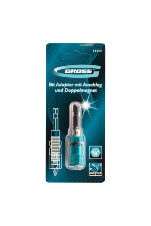 Адаптер для бит с ограничителем и двойным магнитом, 1/4 Gross
