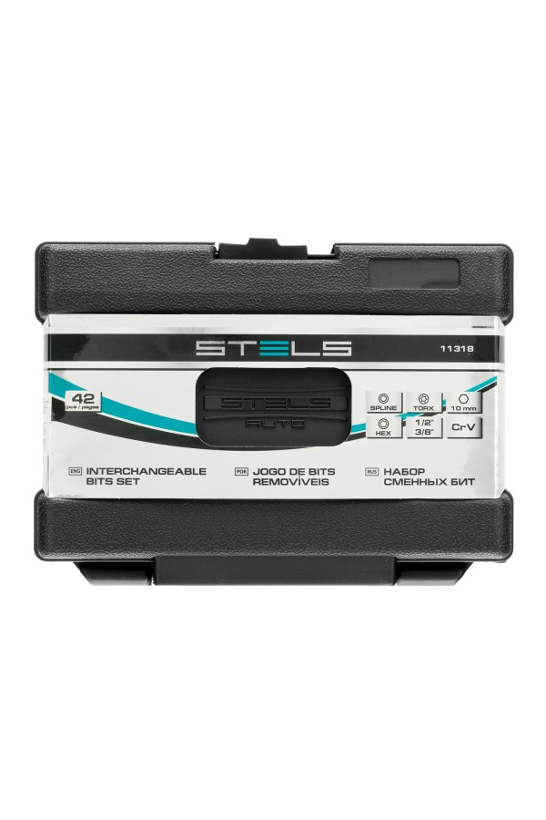Набор бит HEX, Torx , SPLine, хвостовик-шестигранник 1/2, CrV, 42 шт. Stels