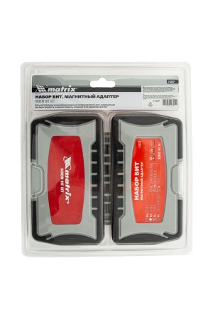 Набор бит, магнитный адаптер, CrV, пластиковый кейс, 64 шт. Matrix