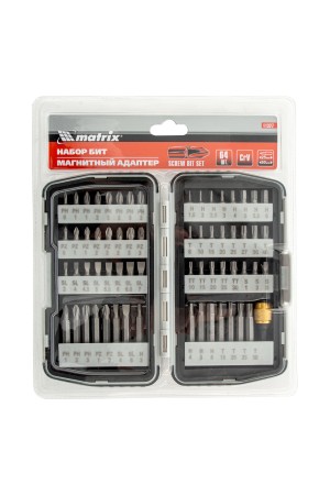 Набор бит, магнитный адаптер, CrV, пластиковый кейс, 64 шт. Matrix