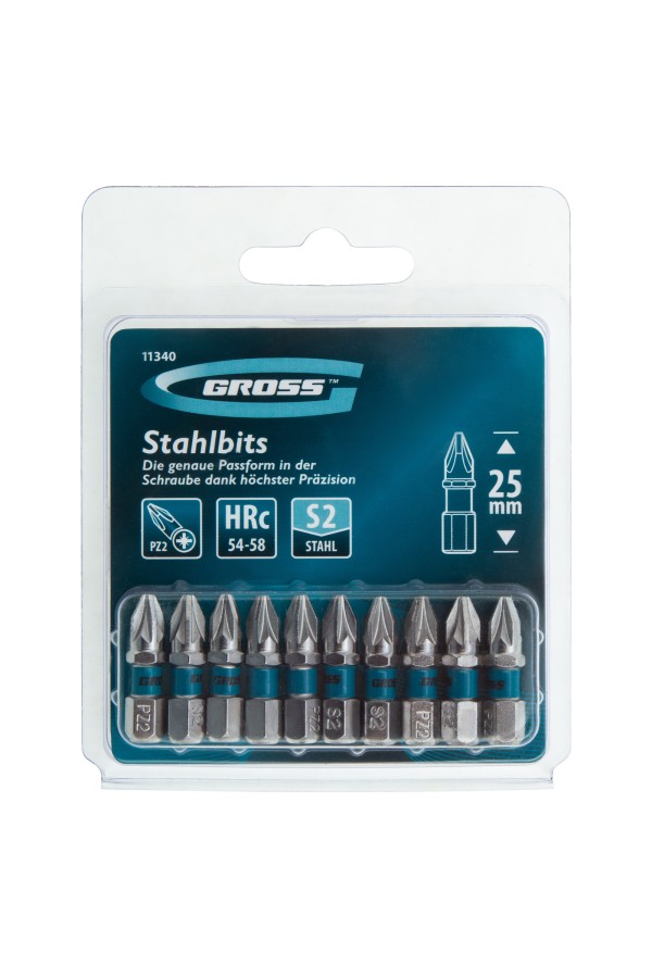 Бита РZ2 х 25, сталь S2, 10 шт. Gross