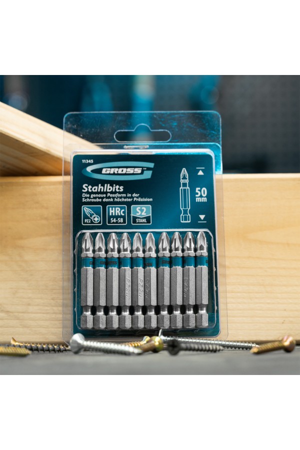 Бита РZ2 х 50, сталь S2, 10 шт. Gross