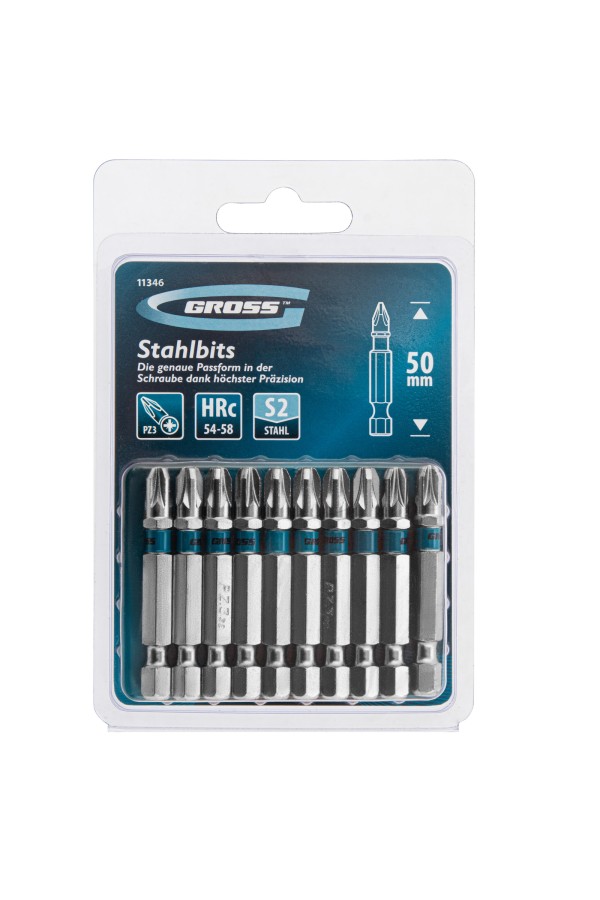 Бита РZ3 х 50, сталь S2, 10 шт. Gross