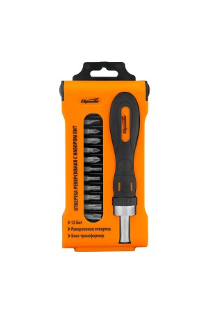 Отвертка реверсивная с набором бит, CrV, 12 шт, Sparta
