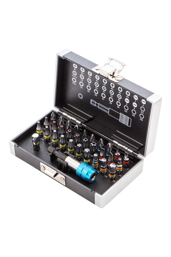 Набор бит, магнитный адаптер, сталь S2, пластиковый кейс, 32 предмета Gross