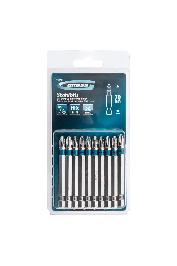 Набор бит РН2 х 70, сталь S2, 10 шт. Gross