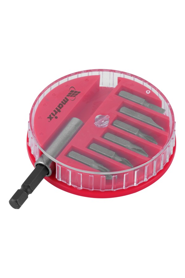 Набор бит, магнитный адаптер для бит, сталь 45Х, 7 предметов, пластиковый кейс Matrix