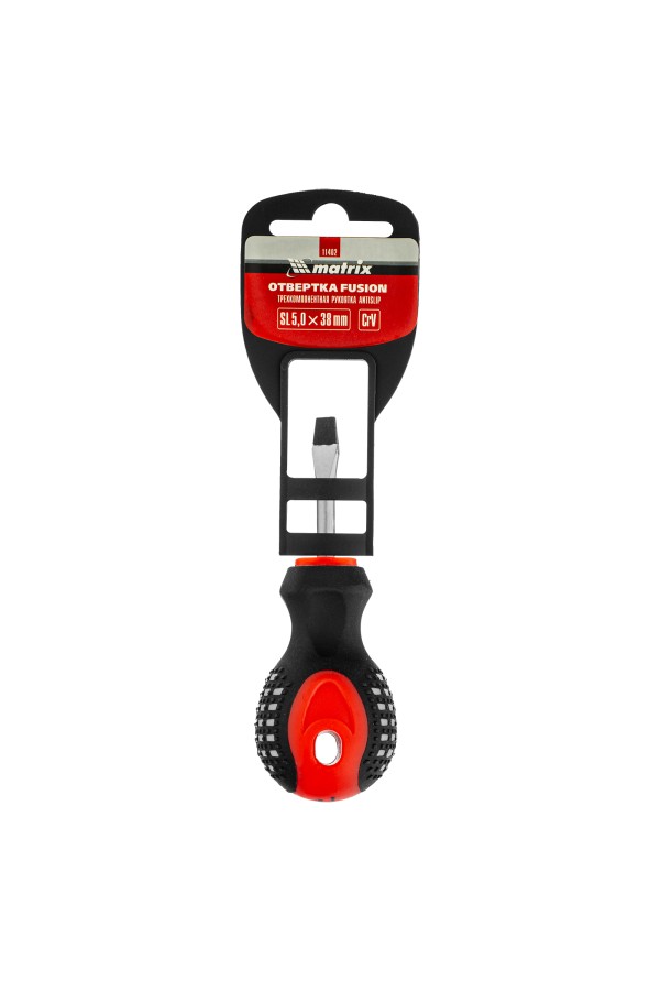 Отвертка Fusion, SL5 х 38 мм, CrV, трехкомпонентная рукоятка 
