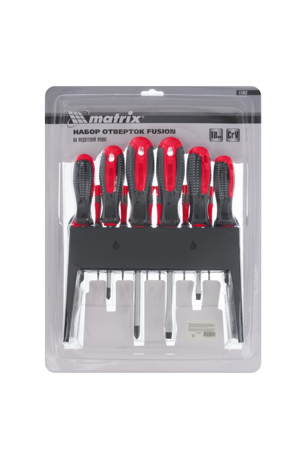 Набор отверток Fusion на подвесной полке 18 шт, CrV Matrix