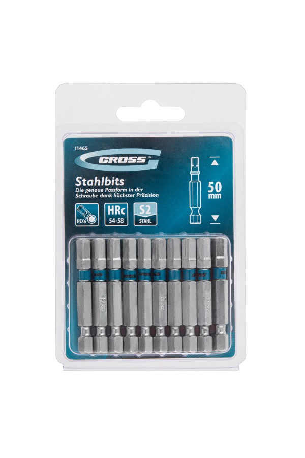 Бита HEX 6 х 50, сталь S2, 10 шт. Gross