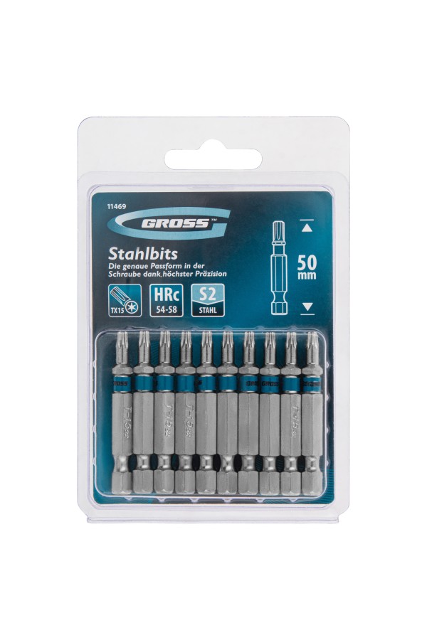 Бита Torx 15 х 50, сталь S2, 10 шт. Gross
