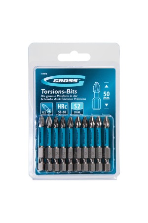 Бита торсионная PZ2 x 50 мм, для ударных шуруповертов, 10 шт. Gross