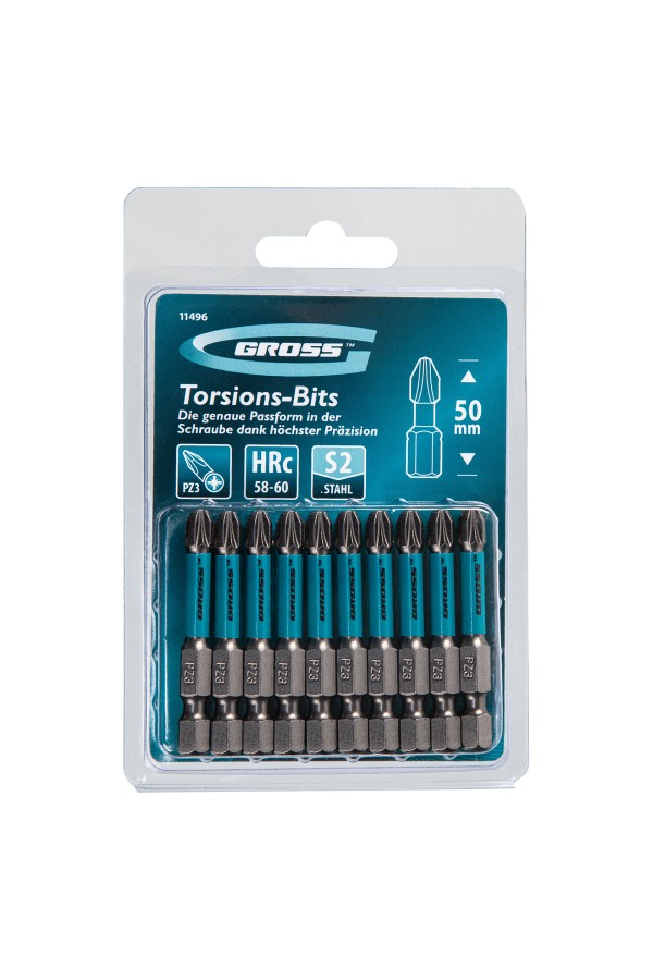 Бита торсионная PZ3 x 50 мм, для ударных шуруповертов, 10 шт. Gross