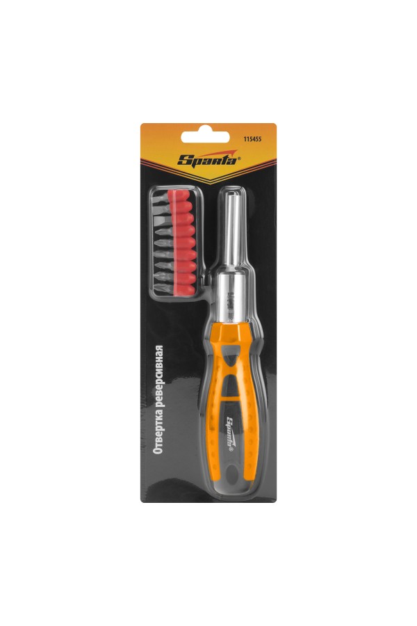 Отвертка реверсивная, набор бит, 10 шт, CrV Sparta