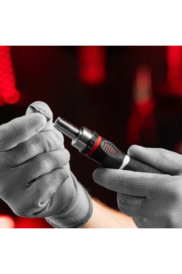 Отвертка реверсивная, набор бит, 11 шт, CrV Matrix