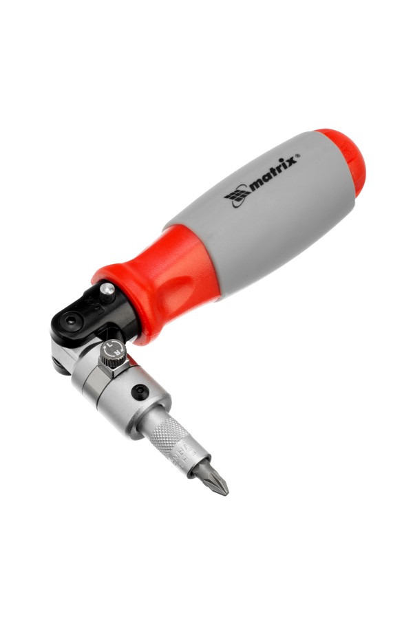 Отвертка реверсивная, поворотная головка, набор бит, CrV, 6 шт Matrix