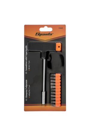 Отвертка с Т-образной ручкой, набор бит, 11 шт, Sparta